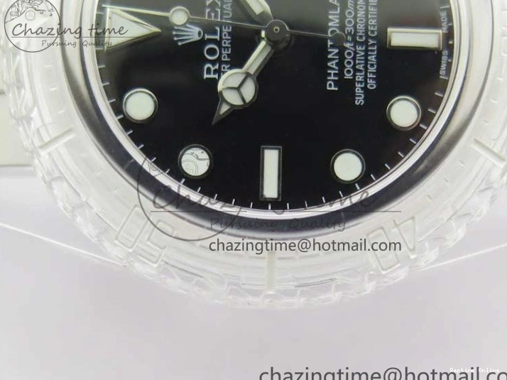 0112 Submariner Phantomlab Transparent KZF Best Edition Black Dial on White Rubber Strap VR StreetReady 2567